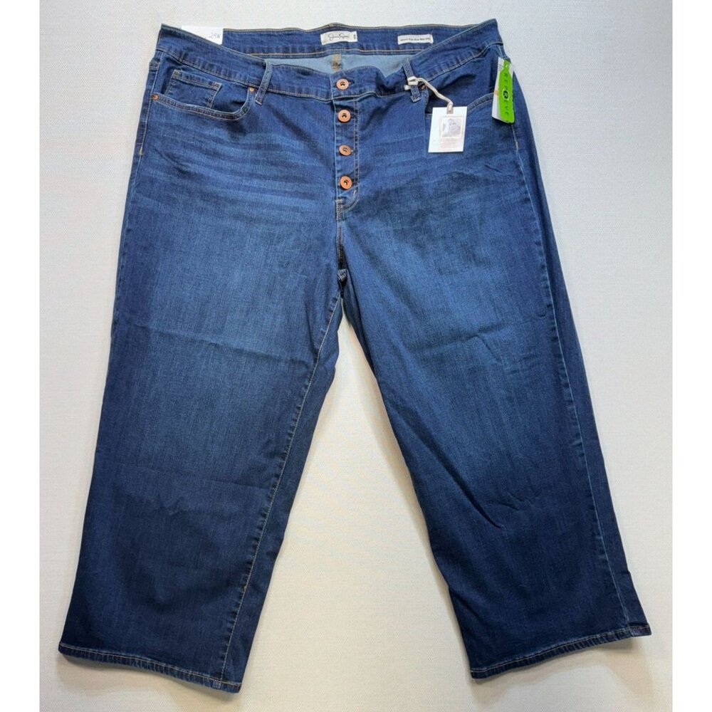Jessica Simpson Adored High Rise Wide Crop Jeans 24W Denim Blue Button Fly
